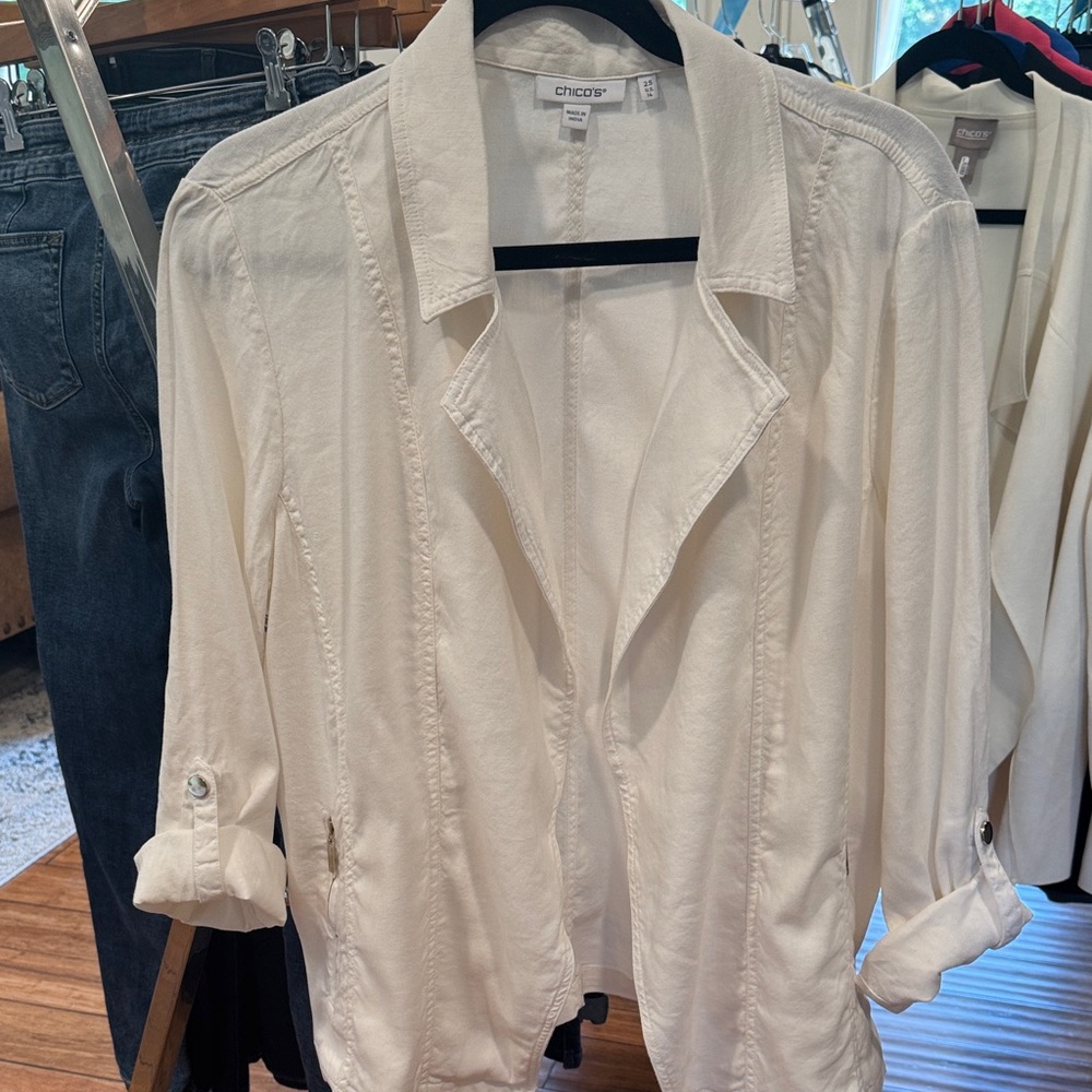 Chico's Cream Open Front Cardigan